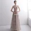Elegant Blushing Pink See-through Evening Dresses  2020 A-Line / Princess Scoop Neck Sleeveless Glitter Appliques Lace Floor-Length / Long Ruffle Formal Dresses