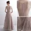 Elegant Blushing Pink See-through Evening Dresses  2020 A-Line / Princess Scoop Neck Sleeveless Glitter Appliques Lace Floor-Length / Long Ruffle Formal Dresses