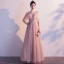 Chic / Beautiful Blushing Pink See-through Evening Dresses  2020 A-Line / Princess Scoop Neck Short Sleeve Tassel Beading Glitter Tulle Floor-Length / Long Ruffle Backless Formal Dresses