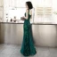 Chic / Belle Vert Foncé Robe De Soirée 2020 Trompette / Sirène épaules Sans Manches Glitter Paillettes Longue Volants Dos Nu Robe De Ceremonie