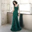 Chic / Belle Vert Foncé Robe De Soirée 2020 Trompette / Sirène épaules Sans Manches Glitter Paillettes Longue Volants Dos Nu Robe De Ceremonie