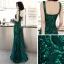 Chic / Belle Vert Foncé Robe De Soirée 2020 Trompette / Sirène épaules Sans Manches Glitter Paillettes Longue Volants Dos Nu Robe De Ceremonie