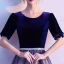 Affordable Gradient-Color Royal Blue Suede Evening Dresses  2020 A-Line / Princess Scoop Neck Puffy Short Sleeve Rhinestone Sash Glitter Tulle Floor-Length / Long Ruffle Formal Dresses
