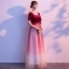Affordable Burgundy Gradient-Color Suede Evening Dresses  2020 A-Line / Princess Square Neckline 1/2 Sleeves Sash Glitter Tulle Floor-Length / Long Ruffle Formal Dresses