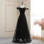 Affordable Grey Evening Dresses  2020 A-Line / Princess Off-The-Shoulder Spaghetti Straps Short Sleeve Glitter Tulle Floor-Length / Long Ruffle Backless Formal Dresses