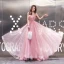 Haut de Gamme Rose Bonbon Robe De Soirée 2020 Princesse V-Cou Sans Manches Appliques En Dentelle Perlage Train De Balayage Volants Dos Nu Robe De Ceremonie