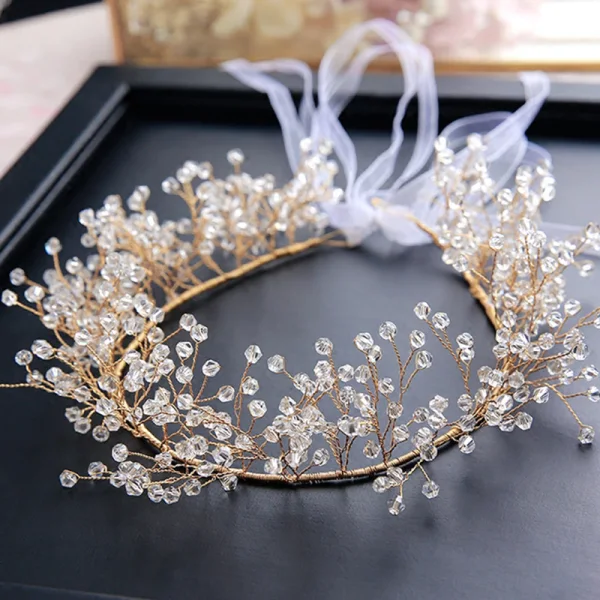 Élégant Doré Bandeaux 2020 Alliage Cristal Lacer Accessoire Cheveux Mariage Accessoire Cheveux Mariage