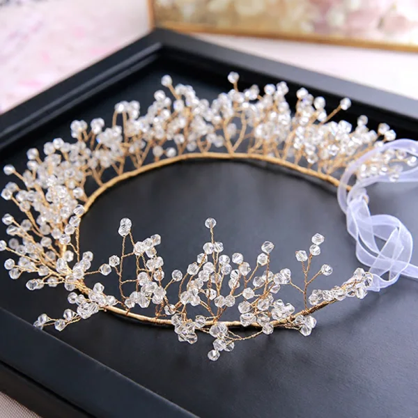 Élégant Doré Bandeaux 2020 Alliage Cristal Lacer Accessoire Cheveux Mariage Accessoire Cheveux Mariage