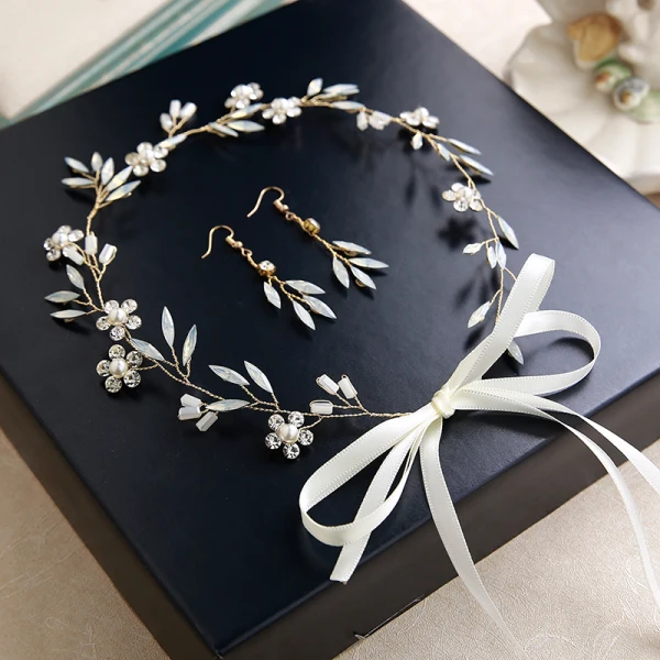 Elegant Gold Headbands 2020 Metal Beading Rhinestone Lace-up Headpieces Wedding Accessories