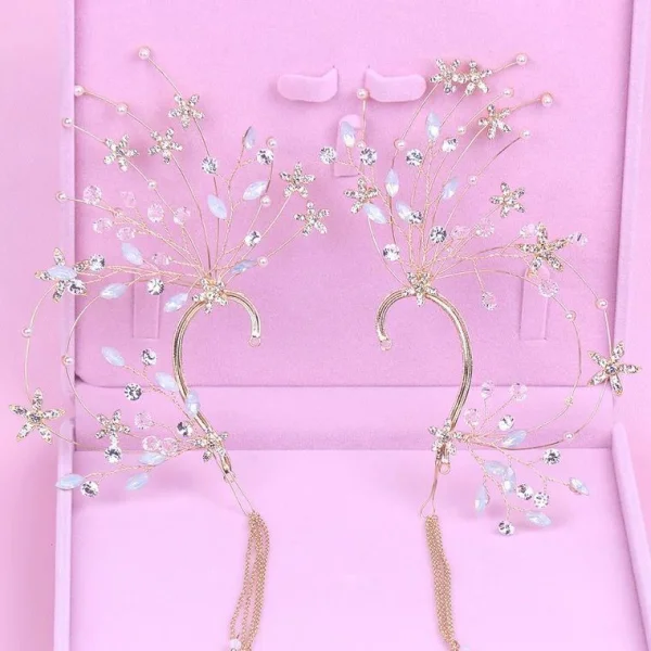 Amazing / Unique Gold Wedding Bridal Jewelry 2020 Metal Beading Rhinestone Tassel Earrings Accessories