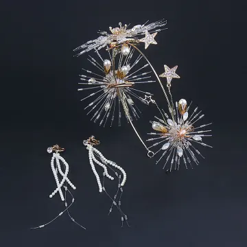 Amazing Unique Gold Headpieces Tassel Earrings 2019 Metal Beading Pearl Rhinestone Wedding Bridal Jewelry Accessories