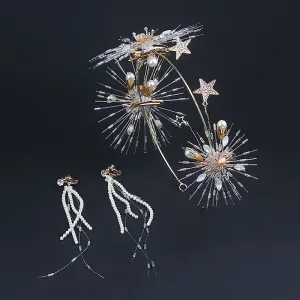 Unique Gold Kopfschmuck Quaste Ohrringe 2019 Metall Perlenstickerei Perle Strass Hochzeit Brautschmuck Brautaccessoires