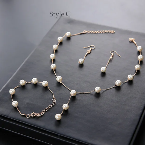 Modest / Simple Ivory Pearl Necklace 2020 Metal Wedding Bridal Jewelry Accessories