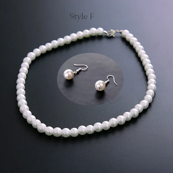 Modest / Simple Ivory Pearl Necklace 2020 Metal Wedding Bridal Jewelry Accessories