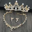Chic / Beautiful Gold Tiara Earrings Necklace 2019 Metal Rhinestone Pearl Bridal Jewelry Wedding Accessories