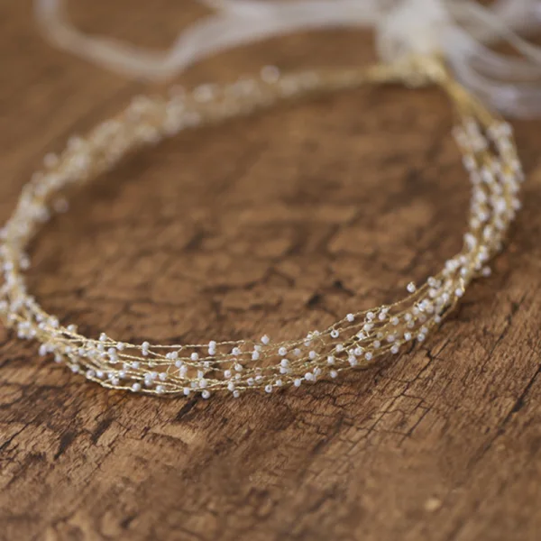 Elegant Gold Headbands Bridal Hair Accessories 2020 Metal Beading Lace-up Headpieces Wedding Accessories