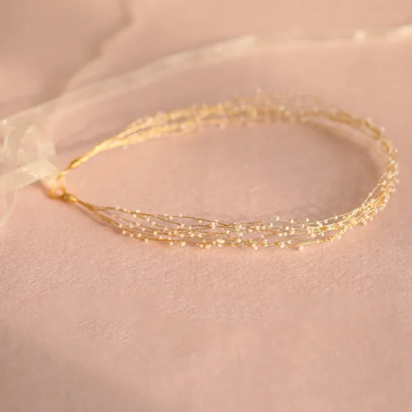 Elegant Gold Headbands Bridal Hair Accessories 2020 Metal Beading Lace-up Headpieces Wedding Accessories