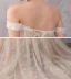 Classy Champagne Wedding Dresses 2020 A-Line / Princess Shoulders Short Sleeve Backless Glitter Tulle Appliques Lace Beading Court Train Ruffle