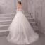 Illusion Ivory See-through Wedding Dresses 2020 A-Line / Princess Scoop Neck Short Sleeve Appliques Lace Beading Pearl Chapel Train Ruffle