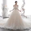 Luxury / Gorgeous Champagne Wedding Dresses 2020 A-Line / Princess Off-The-Shoulder Short Sleeve Backless Glitter Tulle Appliques Lace Sequins Beading Cathedral Train Ruffle