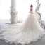 Luxury / Gorgeous Champagne Wedding Dresses 2020 A-Line / Princess Off-The-Shoulder Short Sleeve Backless Glitter Tulle Appliques Lace Sequins Beading Cathedral Train Ruffle