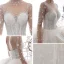 Étourdissant Ivoire Transparentes Étoile Robe De Mariée 2020 Robe Boule Col Haut Manches Longues Dos Nu Glitter Tulle Fait main Perlage Cathedral Train Volants