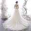 Sexy Champagne See-through Wedding Dresses 2020 A-Line / Princess High Neck Puffy Long Sleeve Appliques Lace Beading Pearl Chapel Train Ruffle