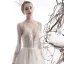 Sexy Champagne See-through Wedding Dresses 2020 A-Line / Princess High Neck Puffy Long Sleeve Appliques Lace Beading Pearl Chapel Train Ruffle
