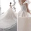 Luxury / Gorgeous Champagne Wedding Dresses 2020 Ball Gown Off-The-Shoulder Short Sleeve Backless Appliques Lace Beading Pearl Glitter Tulle Royal Train Ruffle