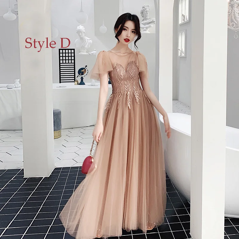 express a line dress ZAPAKA Women Champagne Bridesmaid Dress with Slit A-Line Sleeveless Long  Ruffle Wedding Party Dress main image 0