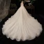 Chic / Beautiful Champagne Wedding Dresses 2020 Ball Gown V-Neck Sleeveless Backless Appliques Lace Beading Feather Cathedral Train Ruffle
