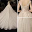 Chic / Beautiful Champagne Wedding Dresses 2020 Ball Gown V-Neck Sleeveless Backless Appliques Lace Beading Feather Cathedral Train Ruffle