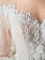 Chic / Belle Champagne Transparentes Robe De Mariée 2020 Robe Boule Encolure Dégagée 3/4 Manches Dos Nu Glitter Organza Appliques En Dentelle Perlage Cathedral Train Volants
