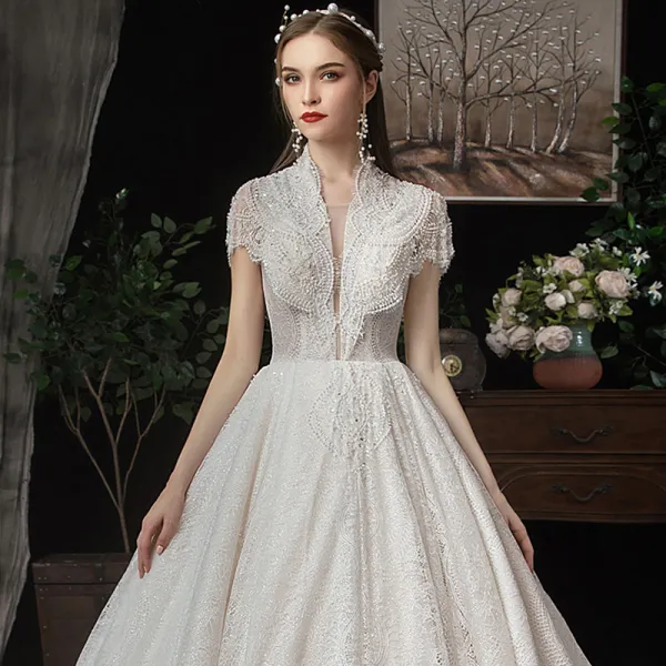 Lace V-neck Popular Wedding Dresses, See Through A-line 2020 Wedding Dresses Lace V-neck Popular Wedding Dresses, See Through A-line 2020 Wedding Dresses