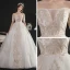 Abordable Ivoire Robe De Mariée 2020 Princesse De l'épaule Manches Courtes Dos Nu Glitter Appliques En Dentelle Chapel Train Volants