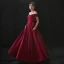 Haut de Gamme Bordeaux Satin Robe De Soirée 2020 Princesse De l'épaule Manches Courtes Ceinture Longue Volants Robe De Ceremonie