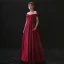 Haut de Gamme Bordeaux Satin Robe De Soirée 2020 Princesse De l'épaule Manches Courtes Ceinture Longue Volants Robe De Ceremonie