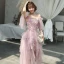 Affordable Blushing Pink Summer Prom Dresses 2019 A-Line / Princess Spaghetti Straps Short Sleeve Appliques Flower Beading Ankle Length Cascading Ruffles Backless Formal Dresses