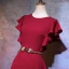 Chic / Beautiful Burgundy Evening Dresses  2019 Trumpet / Mermaid Scoop Neck Short Sleeve Metal Rhinestone Sash Short Ruffle Formal Dresses