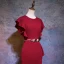 Chic / Beautiful Burgundy Evening Dresses  2019 Trumpet / Mermaid Scoop Neck Short Sleeve Metal Rhinestone Sash Short Ruffle Formal Dresses