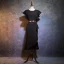 Chic / Beautiful Burgundy Evening Dresses  2019 Trumpet / Mermaid Scoop Neck Short Sleeve Metal Rhinestone Sash Short Ruffle Formal Dresses