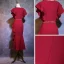 Chic / Beautiful Burgundy Evening Dresses  2019 Trumpet / Mermaid Scoop Neck Short Sleeve Metal Rhinestone Sash Short Ruffle Formal Dresses