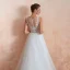 Illusion Ivory / Creme Durchsichtige Brautkleider / Hochzeitskleider 2020 A Linie Eckiger Ausschnitt Ärmellos Applikationen Spitze Pailletten Sweep / Pinsel Zug Rüschen
