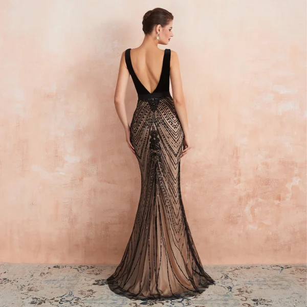 black and champagne formal dresses Sexy High Low Black Lace Black Long Prom Dresses 2021
