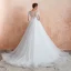 Romantique Ivoire Transparentes Robe De Mariée 2020 Robe Boule Encolure Carrée 3/4 Manches Appliques En Dentelle Chapel Train Volants