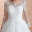 Romantique Ivoire Transparentes Robe De Mariée 2020 Robe Boule Encolure Carrée 3/4 Manches Appliques En Dentelle Chapel Train Volants