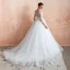 Romantique Ivoire Transparentes Robe De Mariée 2020 Robe Boule Encolure Carrée 3/4 Manches Appliques En Dentelle Chapel Train Volants