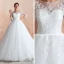 Romantique Ivoire Transparentes Robe De Mariée 2020 Robe Boule Encolure Carrée 3/4 Manches Appliques En Dentelle Chapel Train Volants