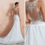 Illusion Transparentes Blanche Chiffon Robe De Mariée 2020 Trompette / Sirène Encolure Carrée Sans Manches Appliques En Dentelle Tribunal Train Volants