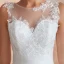 Chic / Belle Ivoire Transparentes Robe De Mariée 2020 Robe Boule Encolure Dégagée Sans Manches Appliques En Dentelle Chapel Train Volants
